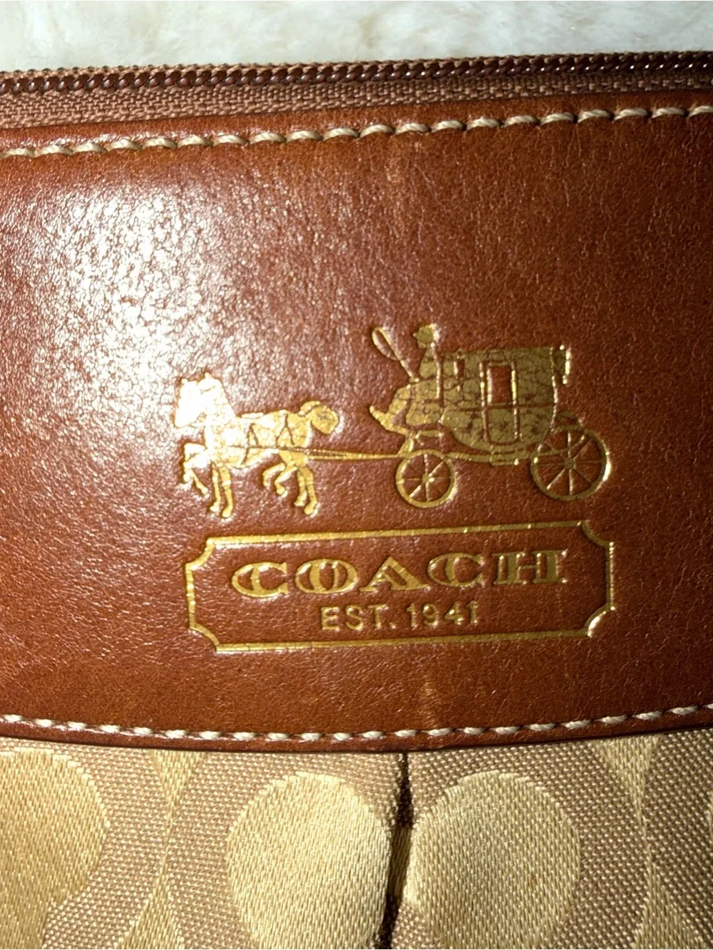 Coach Brown Signature Canvas Crossbody with Leather Trim